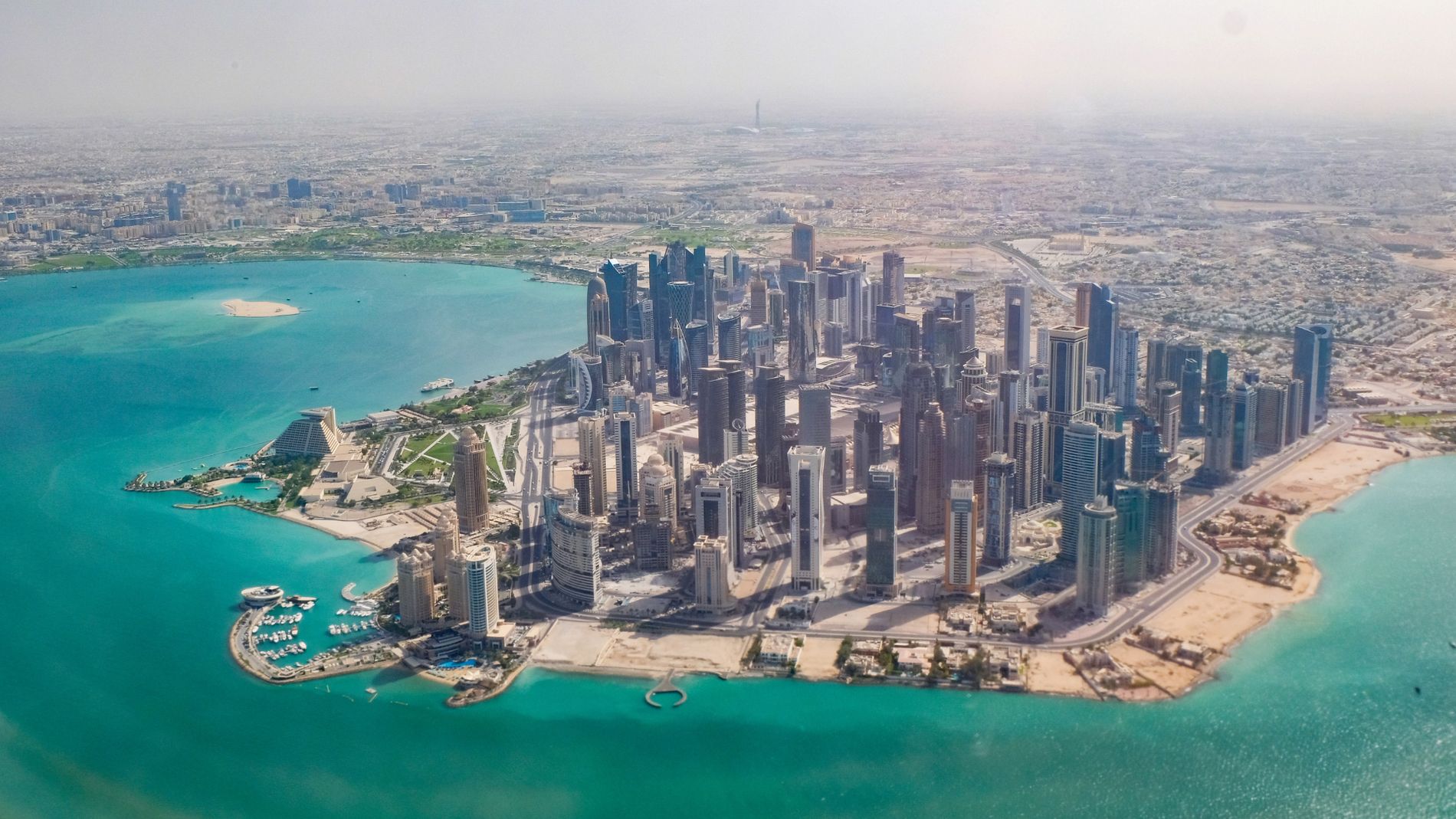 Doha skyline and corniche, Qatar