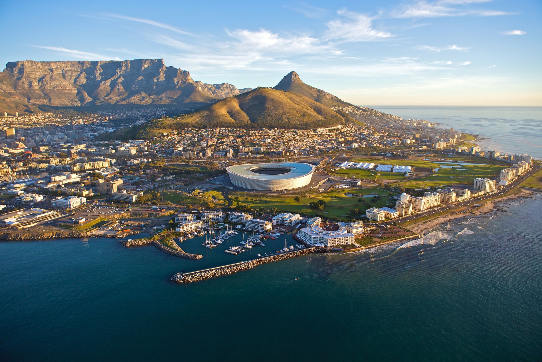 Table Mountain and Cape Town Stadium, South Africa