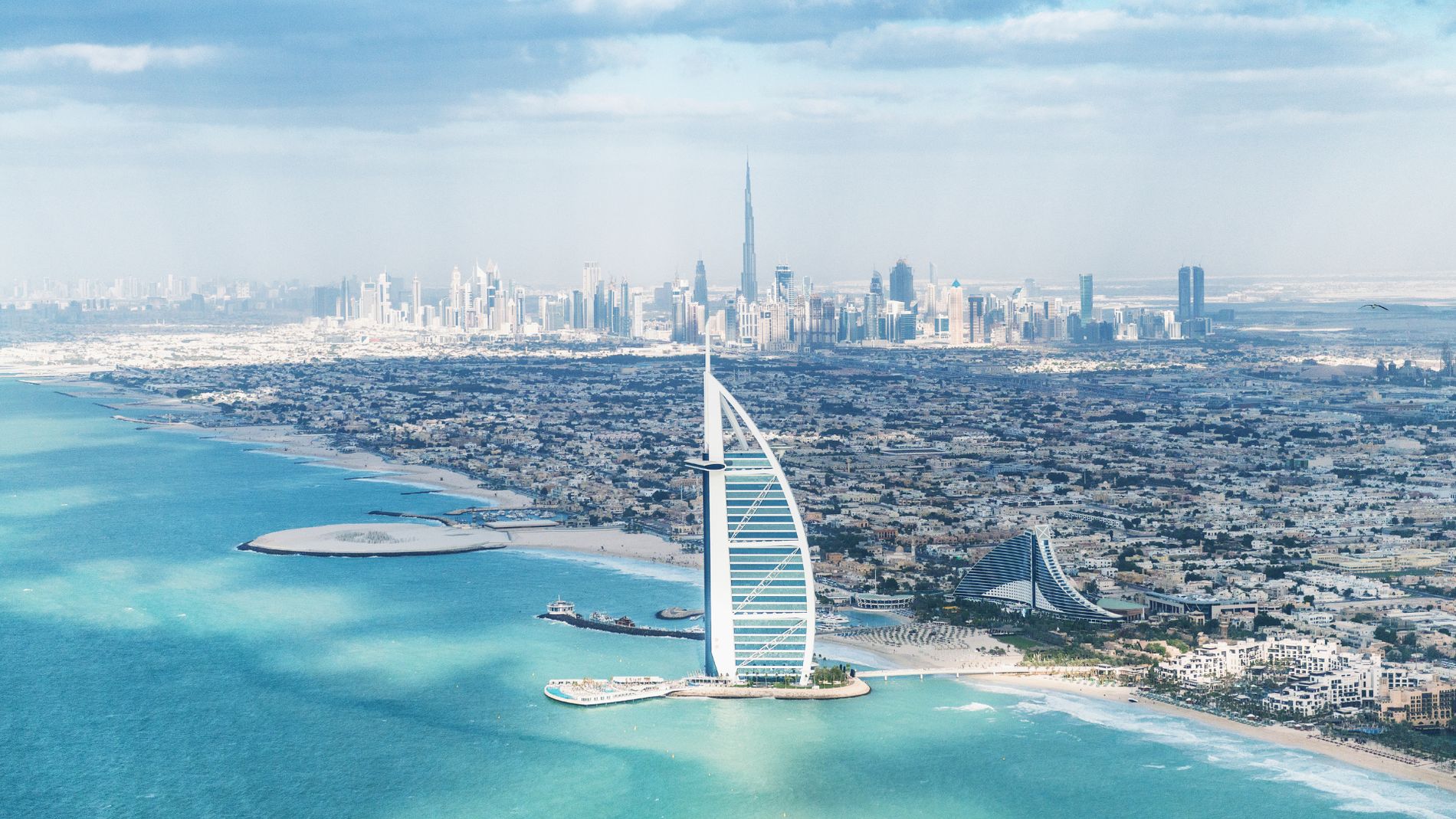 Burj Al Arab and Dubai skyline, United Arab Emirates
